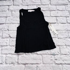 NEW Lacausa by Anthropologie Roxy Tank Top Black Tar XS Sleeveless V Neck